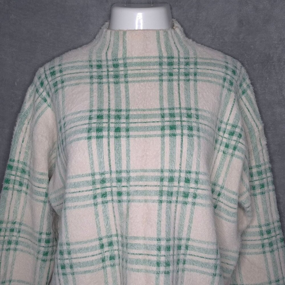 Tahari Womens Plaid High-Neck Sweater XL Long Sleeve Soft Pullover